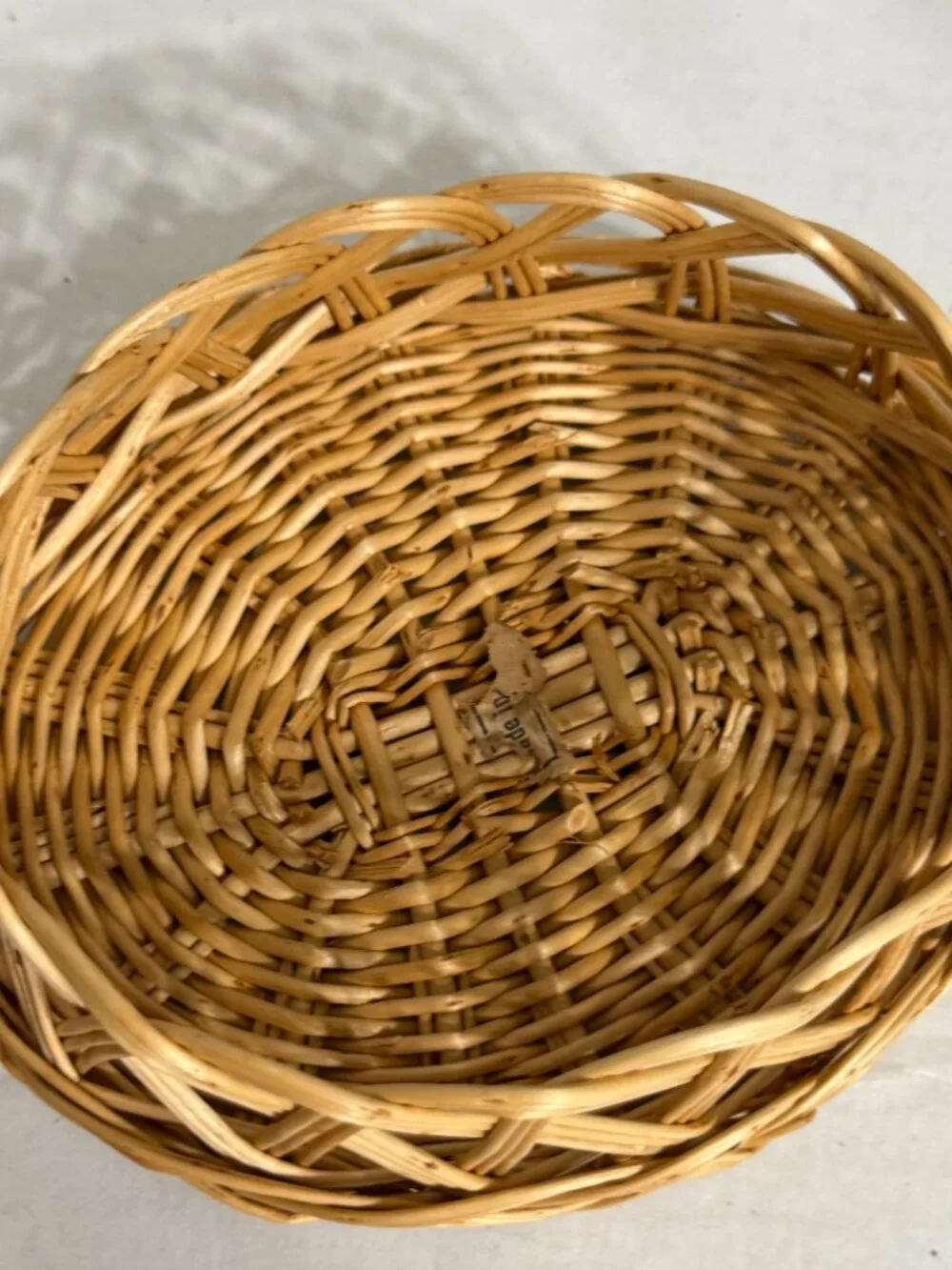 Lidded Wicker Container Versatile Woven Storage Container Intricate Border Italy
